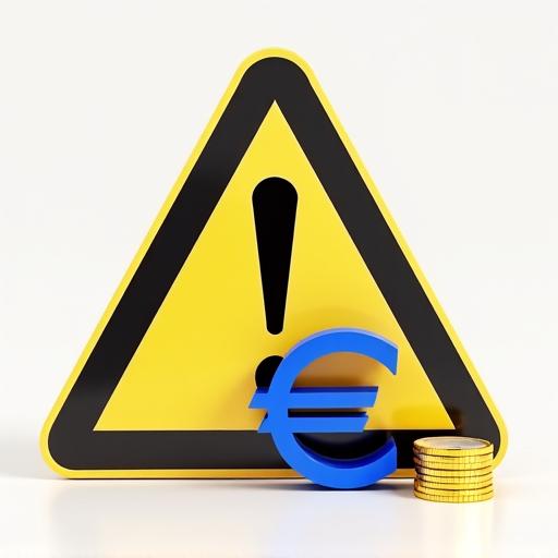Ein Euro-Symbol hinter einem Warnschild