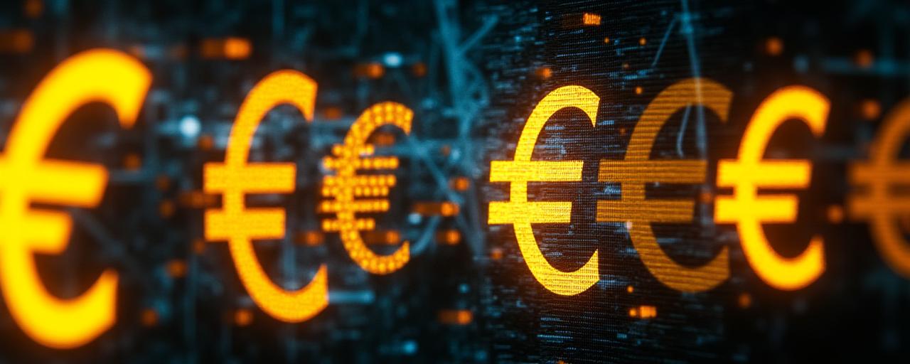 Abstrakter Hintergrund mit Euro-Symbolen und Warnfarben